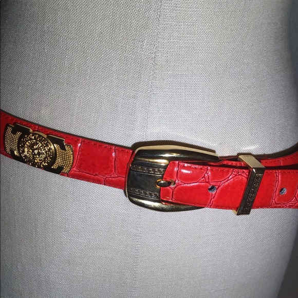Red leather genuine leather belt size large - Picture 5 of 11